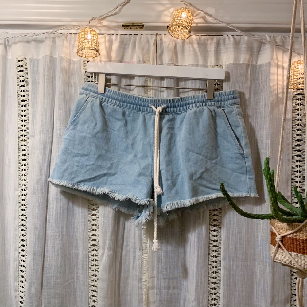 aerie drawstring jean shorts